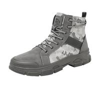Generisch Scarpe da trekking da uomo, altezza tattica, scarpe da combattimento, scarpe da trekking con lacci, impermeabili, antiscivolo, grigio., 44 EU