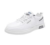 Generisch Scarpe da uomo alla moda con punta rotonda, bianche, comode, traspiranti, ideali per l'uso quotidiano e il tempo libero, design classico con comfort moderno per un look elegante, bianco, 42