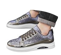 Generisch Scarpe da uomo con allacciatura con brillantini, scarpe da ginnastica eleganti e larghe, traspiranti, per attività all'aria aperta, per il tempo libero, per la palestra, per la corsa