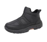 Generisch Scarpe da uomo invernali da trekking, antiscivolo, resistenti all'abrasione, ergonomiche, da trekking, con fodera in peluche, per l'arco del piede, per camminare, Nero , 43 EU