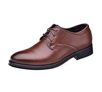 Generisch Scarpe da uomo moderne 35-46 EU, scarpe estive in pelle PU, eleganti, con lacci, scarpe basse da matrimonio, traspiranti, suola morbida, scarpe da sera per lavoro formale, marrone, 43 EU