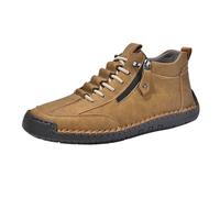 Generisch Scarpe da uomo per il tempo libero senza lacci, scarpe da ginnastica alte 38-48 EU, scarpe da passeggio alte con cerniera, piedi larghi, in pelle PU, comode scarpe da uomo grandi, giallo