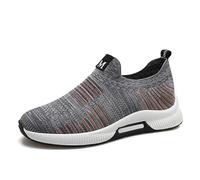 Generisch Scarpe da uomo, slipon, scarpe da corsa su strada, traspiranti, comode, leggere, da corsa, da ginnastica, da jogging, in rete, per il tempo libero, 4/8/10 cm di altezza, grigio, 4 cm, 37 EU