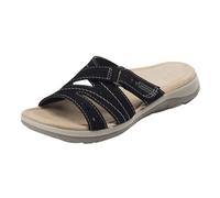 Generisch Scarpe estive da donna in pelle, con punta aperta, infradito da spiaggia, da donna, 405, Nero , 36 EU