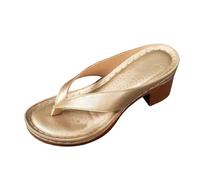 Generisch Scarpe estive da donna, sandali casual, open toe quadrati, comode da spiaggia, gold, 38 EU
