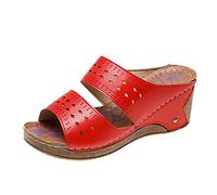 Generisch Scarpe estive da donna Summer Plus moda aperta sandali alla moda cava sandali da donna la dimensione della punta romana zeppe, Colore: rosso, 40 EU