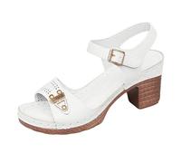 Generisch Scarpe estive eleganti sandali da donna per un comfort casual nella vita di tutti i giorni con punta aperta e chiusura con fibbia, perfetti per abiti estivi, bianco, 37 EU