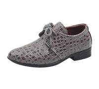 Generisch - Scarpe in pelle quattro stagioni, indossabili, alla moda, semplici, tinta unita, con lacci, tacco basso, comode scarpe da ginnastica per bambini attivi, grigio., 33 EU