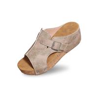 Generisch Scarpe invernali da donna resistenti all'acqua Casual Open Toe Wedges fondo morbido traspirante pantofole sandali scarpe donna scarpe con tacco 41, beige., 41 EU