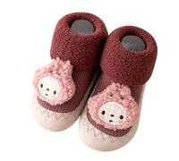 Generisch Scarpe invernali per neonati, fondo morbido, antiscivolo, calde, per interni, motivo animali cartoni animati, Colore: rosso, 20 EU