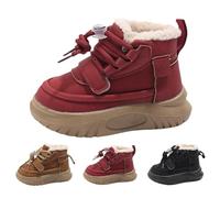 Generisch Scarpe invernali unisex per bambini, con calda imbottitura, per ragazzi e ragazze, scarpe da ginnastica traspiranti, per attività all'aria aperta, comode, Colore: rosso, 32