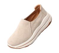 Generisch Scarpe ortopediche da donna, estive, slip-on, con plateau e plateau, beige., 35 EU