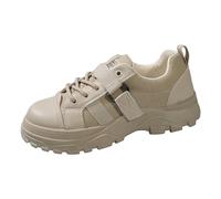 Generisch Scarpe ortopediche da donna, suola spessa, in pelle, tinta unita, scarpe singole, leggere e traspiranti, adatte all'uso quotidiano per tutte le stagioni, bianco, 45 EU