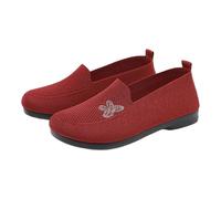 Generisch Scarpe ortopediche estive da donna, slip-on per il tempo libero, antiscivolo, suola profilata, scarpe da trekking, comode da camminare, leggere, eleganti, piatte, Colore: rosso, 38 EU