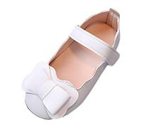 Generisch Scarpe per bambini, comode scarpe per il tempo libero con suola morbida, alla moda, piatte, per attività all'aria aperta, con nodo e fiocco, bianco, 24 EU