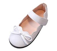 Generisch Scarpe per bambini, comode scarpe per il tempo libero con suola morbida, suola piatta alla moda, scarpe da principessa con nodo con fiocco, bianco, 27.5 EU