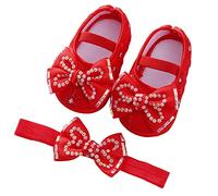 Generisch Scarpe per bambini con suola morbida alla moda per principesse piccole, dettagli perlati, motivo floreale, traspiranti, suola flessibile, per interni ed esterni, graziose scarpe per feste