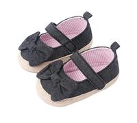 Generisch Scarpe per bambini, con suola morbida, primi passi per bambini, principesse, scarpe piatte con fiocco, morbide e comode, antiscivolo, in tela, per il tempo libero, grigio scuro, 6 mesi