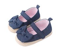 Generisch Scarpe per bambini, con suola morbida, primi passi per bambini, principesse, scarpe piatte con fiocco, morbide e comode, antiscivolo, in tela, per il tempo libero, Blu scuro, 6 mesi