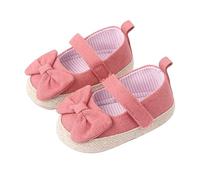 Generisch Scarpe per bambini, con suola morbida, primi passi per bambini, principesse, scarpe piatte con fiocco, morbide e comode, antiscivolo, in tela, per il tempo libero, Colore: rosa., 6 mesi