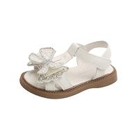 Generisch Scarpe per bambini e bambine, con farfalla, strass, feste, matrimoni, principesse, abbigliamento quotidiano, per bambini fino a grandi bambini 32, bianco, 27 EU