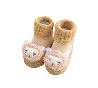 Generisch Scarpe per bambini, invernali, ragazzi, ragazze, calzini antiscivolo, per interni, per bambini, scarpe sportive, calde e comode, a forma di peluche, beige., 20 EU