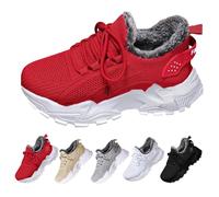 Generisch Scarpe per il tempo libero da donna, sportive, in cotone, imbottite, antiscivolo, traspiranti, con lacci, rotonde, leggere, Colore: rosso, 37 EU