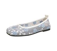 Generisch Scarpe piatte da donna in pizzo con cinturino e suola morbida in stile vintage romantico, per passeggiate estive in città e visite al caffè nelle mattine del fine settimana, Stile E01 blu