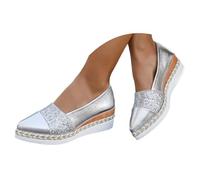 Generisch Scarpe sportive da donna con brillantini, slip On Espadrille in tessuto con plateau e plateau per il tempo libero, in rete traspirante, leggere, comode da camminare, per l'estate, leggere