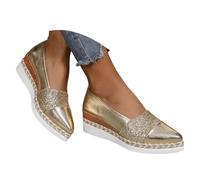 Generisch Scarpe sportive da donna con brillantini, slip On Espadrille in tessuto con plateau e plateau per il tempo libero, in rete traspirante, leggere, comode da camminare, per l'estate, leggere