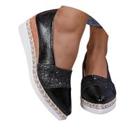 Generisch Scarpe sportive da donna con brillantini, slip On Espadrille in tessuto con plateau e plateau per il tempo libero, in rete traspirante, leggere, comode da camminare, per l'estate, leggere