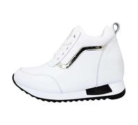 Generisch Scarpe sportive da donna con imbottitura d'aria, sneakers con zeppa, in memory foam, comode slip on morbide, leggere, antiscivolo, per attività all'aperto e in interni, bianco, 39 EU