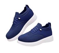 Generisch Scarpe sportive da donna con plateau in rete, traspiranti, con comodo letto, comode da jogging, per attività all'aria aperta, per il tempo libero, per camminare, estive, Blu marino, 42 EU