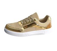 Generisch Scarpe sportive da donna lucide, con lacci, morbide, traspiranti, estive, leggere, da ginnastica, comode scarpe da ginnastica per street, matrimoni, feste, night club, gold, 38
