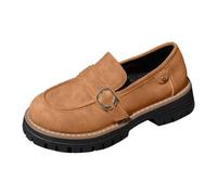 Generisch Scarpe sportive da donna per il tempo libero, alla moda, con plateau in tinta unita, Mary-Jane, comode scarpe da passeggio in pelle, per la passeggiata quotidiana, marrone, 41 EU