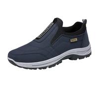 Generisch Scarpe sportive da uomo alla moda primavera e fondo piatto, rete leggera traspirante da infilare, comode, tinta unita, semplici. Caratteristiche: scarpe da uomo rosse, Blu, 42 EU