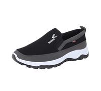 Generisch Scarpe sportive da uomo, in tessuto, antiscivolo, suola spessa, per il tempo libero, traspiranti, comode, in tinta unita, senza lacci, Nero , 43 EU