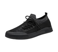 Generisch Scarpe sportive da uomo, slip-on, scarpe da corsa, traspiranti, per skateboard, comode, con suola bianca, leggere, alla moda, per il tempo libero, Nero , 42 EU