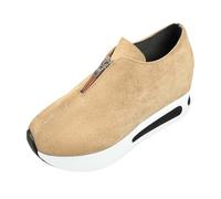 Generisch Scarpe sportive per il fitness e il tempo libero, con dettagli con cerniera e suola per un autunno confortevole., cachi, 41 EU