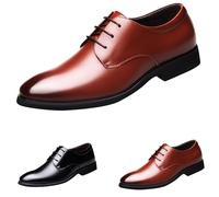 Generisch Scarpe verniciate da uomo, con punta a punta, traspiranti | Scarpe da lavoro in tinta unita, suola morbida, ammortizzazione, formali, per attività all'aperto, business, Oxford, Derby