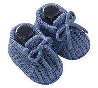 Generisch Scarpine primi passi per neonati e ragazze, suola morbida, stivali in maglia con fiocco, per l'inverno, per interni ed esterni, adatti per 0-12 mesi, Blu scuro, 18 EU