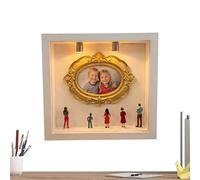 Generisch Scatola con sagome dei musei, con cornice in miniatura dorata e statuine come ricordo, mini vetrina fai da te per decorazione, per matrimonio, San , compleanno, festa