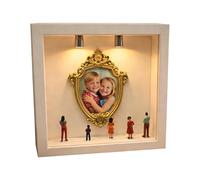 Generisch Scatola di sagome museali - Cornice in miniatura dorata e personaggi per cimeli | Mini vetrina fai da te per decorazione, per San , festa di compleanno, Natale
