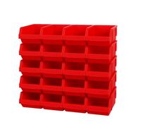 Generisch Scatole impilabili in polipropilene - Set da 20 - 130 x 180 x 90 mm - Scatole portaoggetti a vista per viti, dadi, piccole parti - Scatole da officina rosso (20)