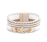 Generisch Scelta Larghezza Con Frasi Anelli Multistrato Wrap Bracciale Chiusura Magnetica Bracciale Per Le Donne Classico Bracciale Coppia Anelli, Taglia unica, Leather,Lega