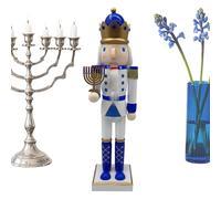 Generisch Schiaccianoci soldato | Schiaccianoci Chanukka Decorazione | Bianco e Blu Decorazione da tavolo da collezione per credenza