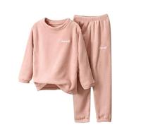 Generisch Schlafanzüge Flauschige Pigiama Set Kinder Einfarbiges Elastische Taglia Zweiteilige Nachtwäsche Schlafhose Lange Ärmel Winter Warme Hauskleidung Geschenke Mädchen Jungen 2-10 Jahre, Rosa, 5