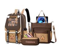 Generisch School Backpacks for Girls, Capybara Bookbag Set Lightweight, Includes Messenger Bag and Pencil Case, for Junior High Teens Kids Boys Girls Daily Use Travel School Essentials, multicolore, A