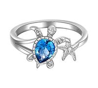 Generisch Schwestern Ringe Silberner Retro-mehrschichtiger Stern-Diamantring Strassring Eleganter Sternring Einstellbare Öffnung für Frauen Hefter 2 Ringe, Einheitsgröße, Altro, Nessuna pietra