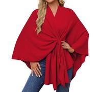 Generisch Sciarpa a rete da donna elegante Shawl Soft Open Front Poncho Sweater For Spring Fall Winter Tunnel Sciarpa Uomo, Colore: rosso, Taglia unica